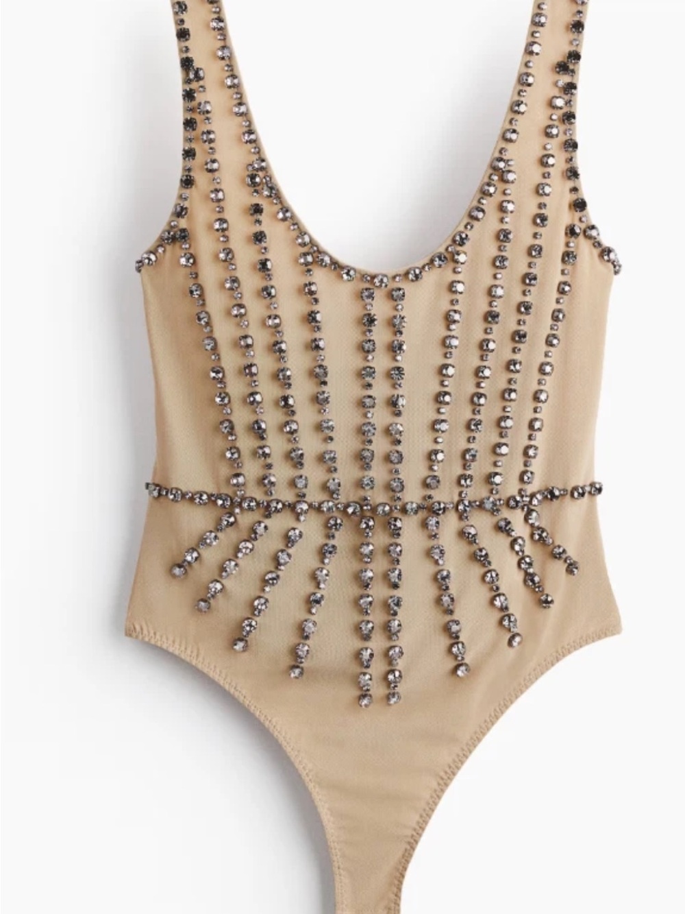 Stella McCartney H&M Crystal Embellished Mesh Bodysuit Nude L NWT